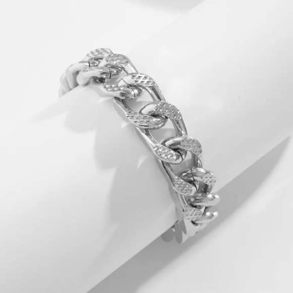 Silver Miami Cuban Aluminum Chain Bracelet - Picture 3 of 8